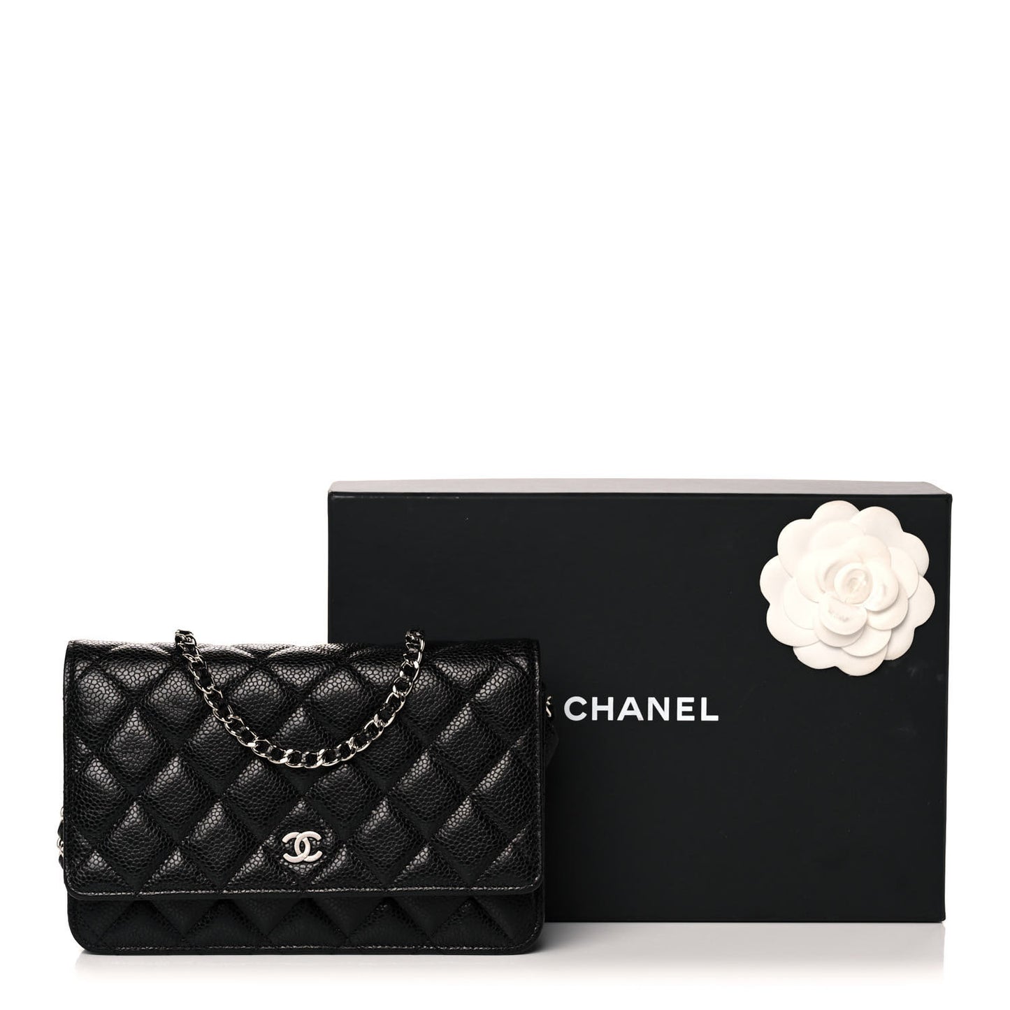 Caviar Quilted Wallet On Chain WOC Black