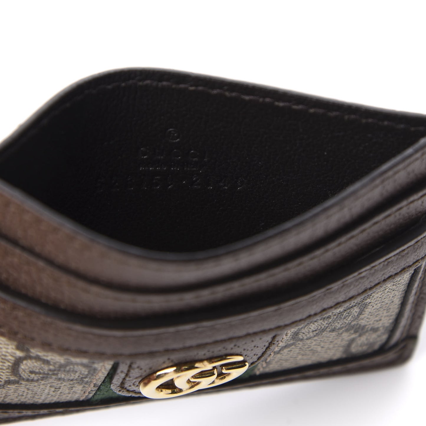 GG Supreme Monogram Ophidia Card Holder Brown