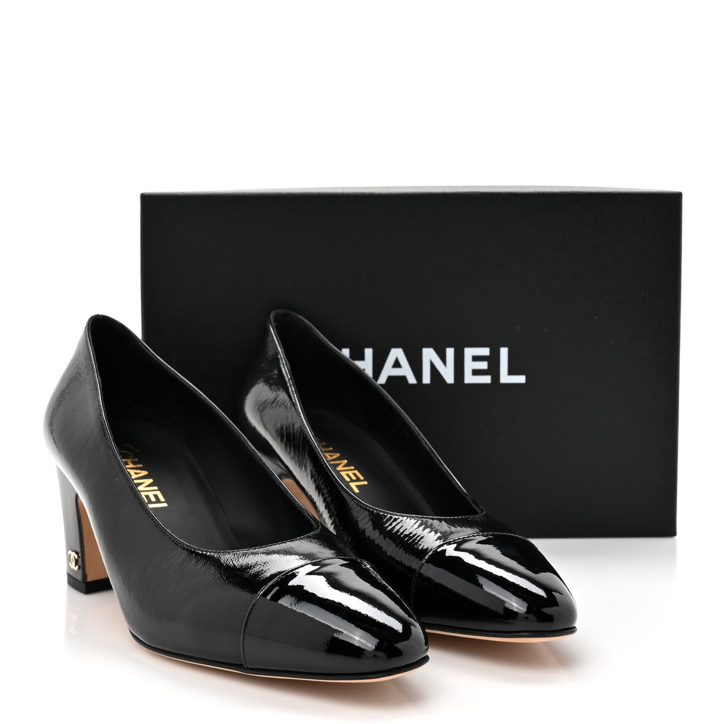 Patent Goatskin Cap Toe Mary Janes 38 Black