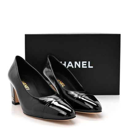 Chanel Patent Goatskin Cap Toe Mary Janes 38 Black 11 of 11