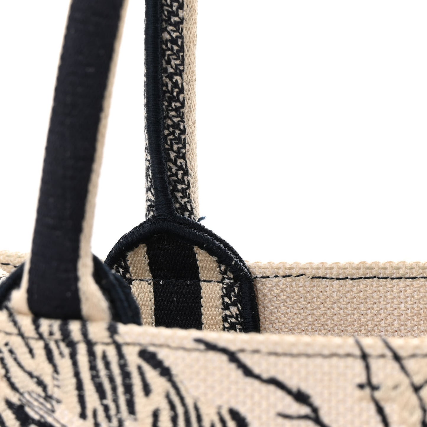 Canvas Embroidered Medium Palms Toile De Jouy Book Tote Blue