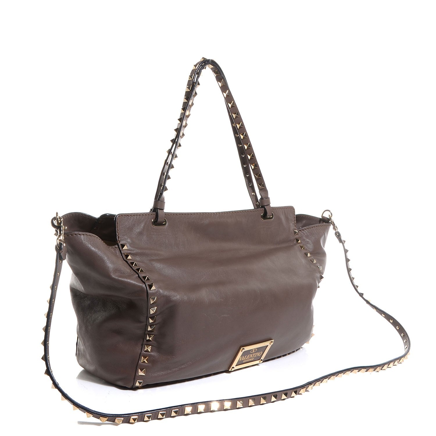 Valentino Garavani Vitello Medium Rockstud Tote Brun 3 of 8