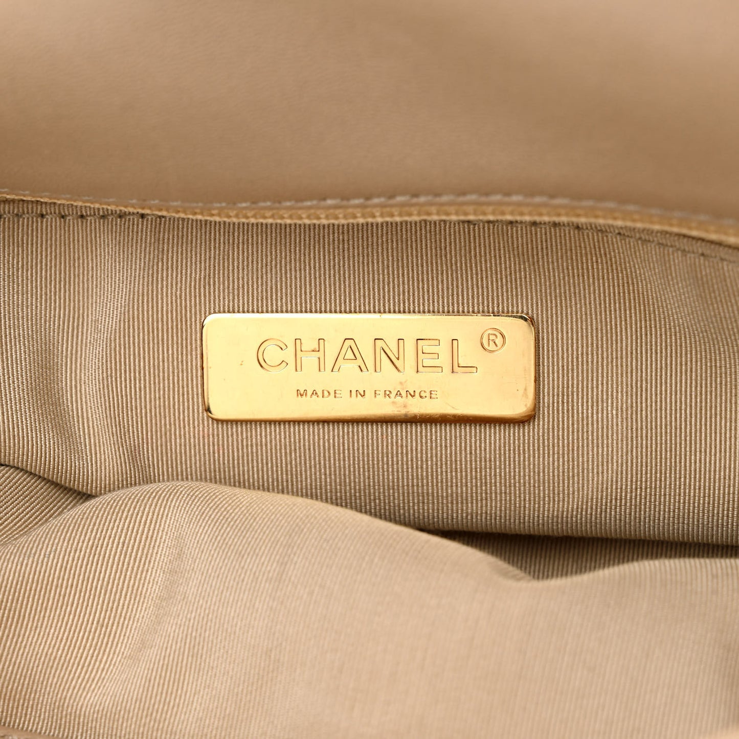 Lambskin Quilted Large Chanel 19 Flap Dark Beige