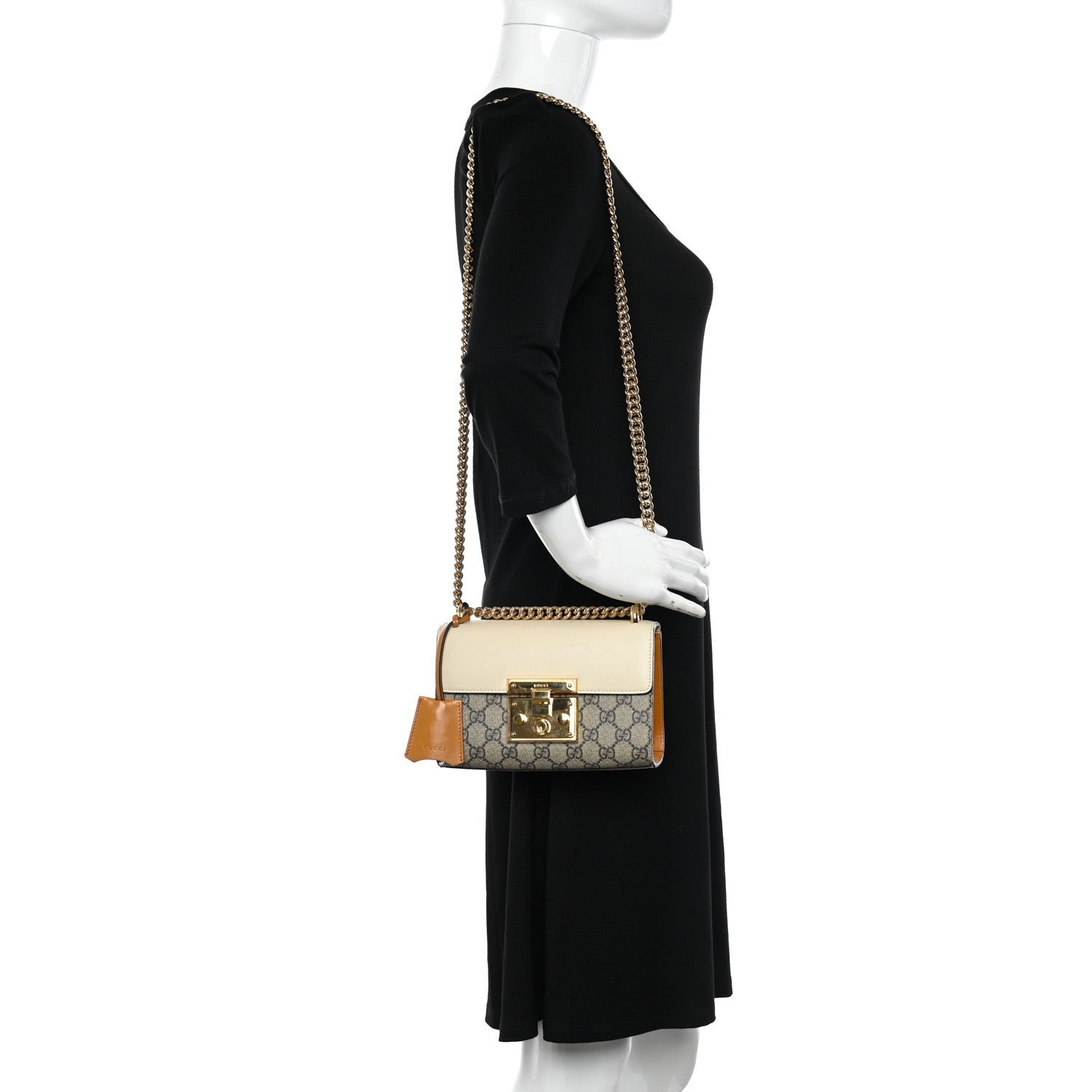 Gucci GG Supreme Monogram Calfskin Small Padlock Shoulder Bag Beige Mystic White Sun Oil 2 of 9
