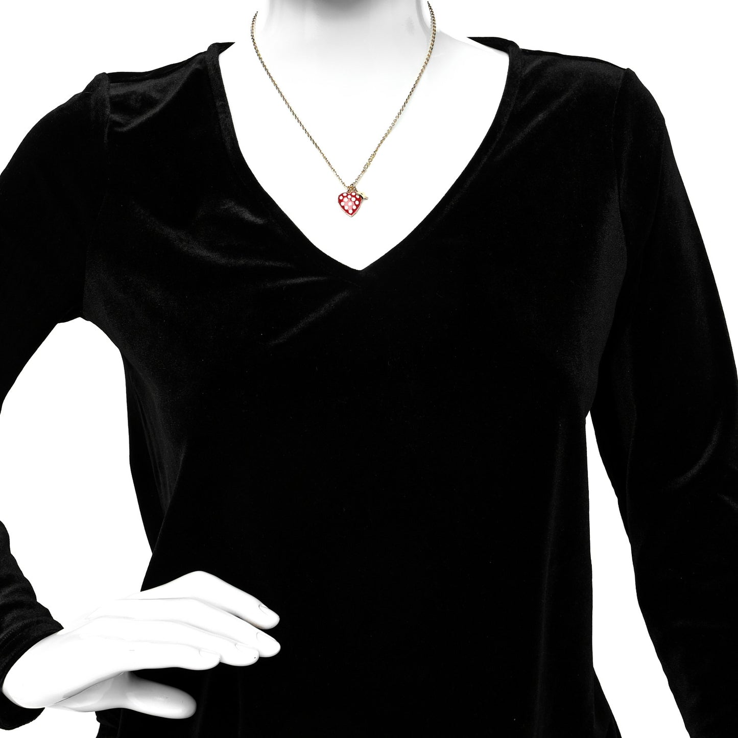 Metal Dioramour Necklace Gold Red