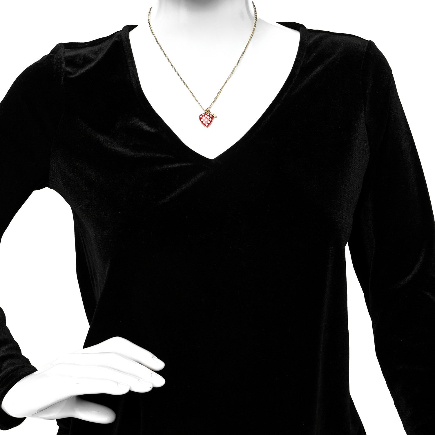 Christian Dior Metal Dioramour Necklace Gold Red 2 of 5