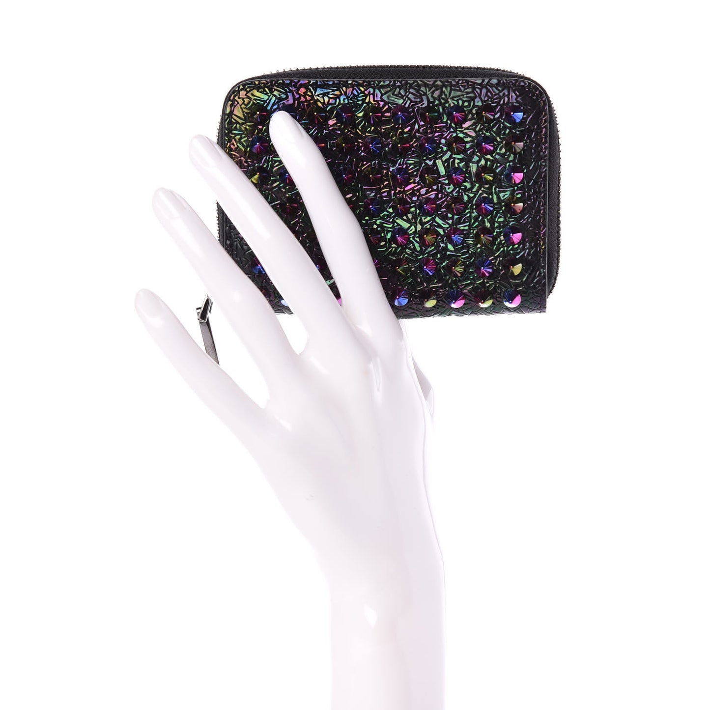 Metallic Panettone Patent Spikes Coin Purse Black Multicolor Metal