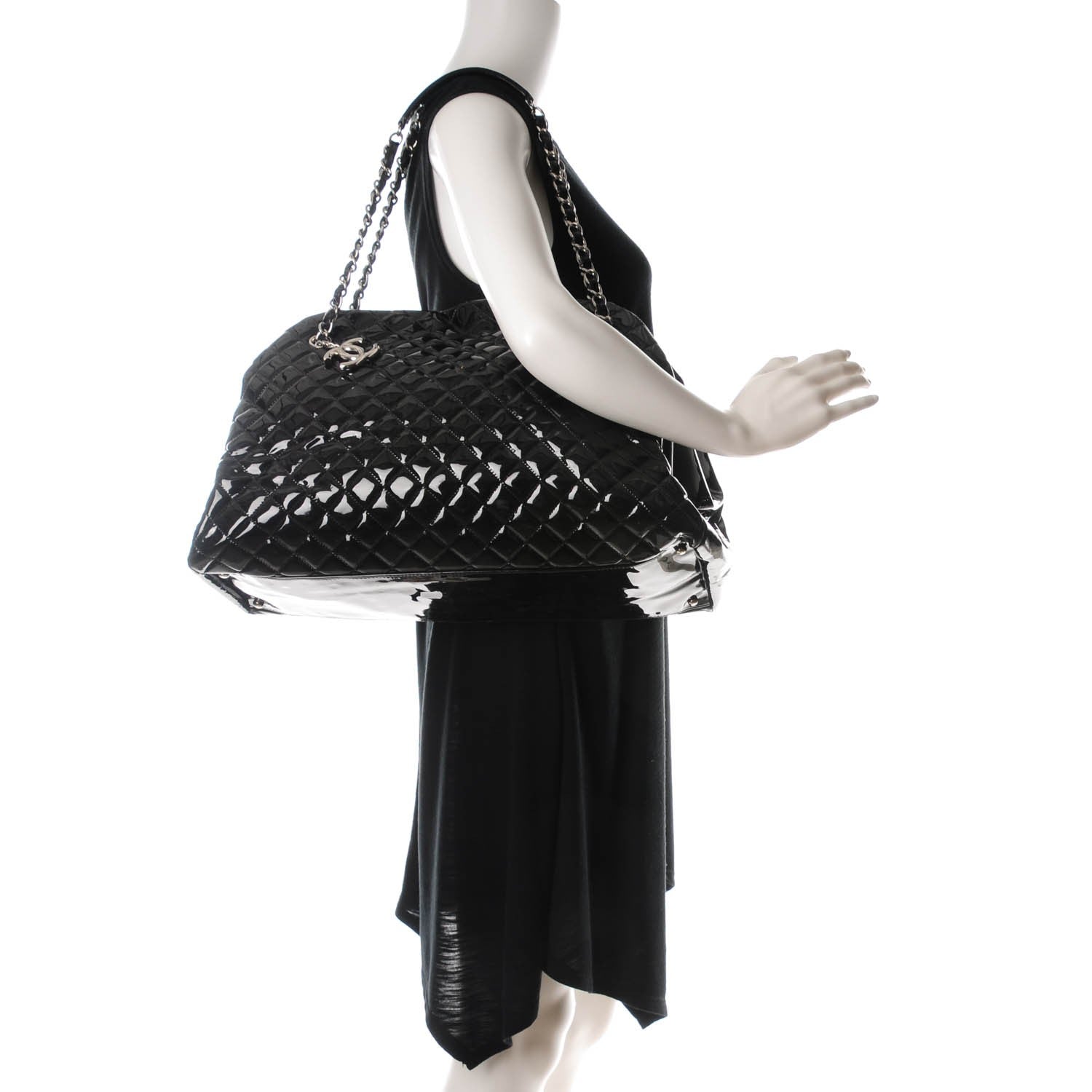 Chanel Patent Quilted Large Just Mademoiselle Bowling Bag Black 2 of 8