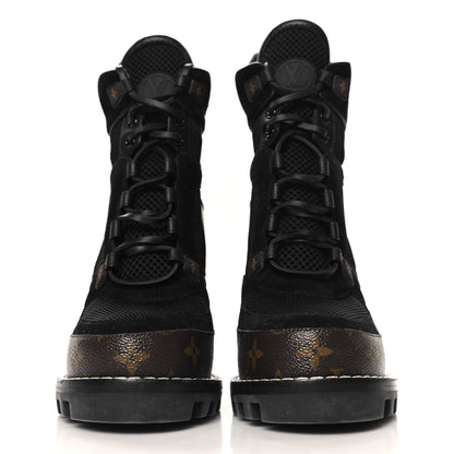 Louis Vuitton Suede Calfskin Monogram Star Trail Ankle Boots 40 Black 3 of 8