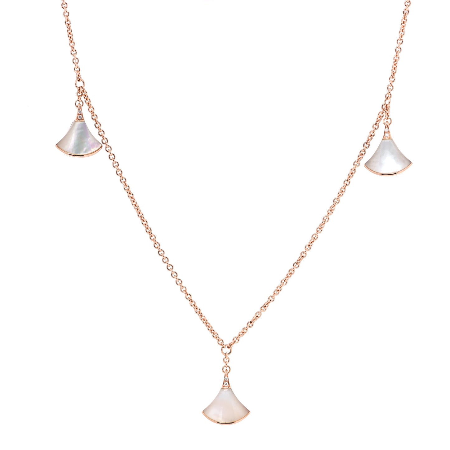 18K Rose Gold Diamond Mother of Pearl Divas' Dream Station Necklace