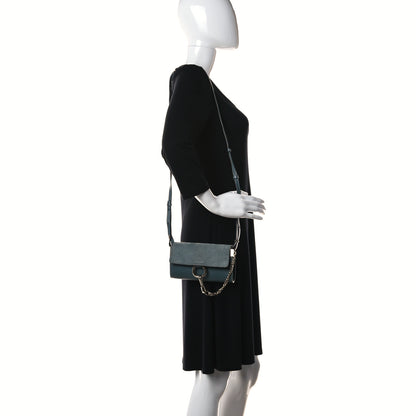 Chloe Suede Calfskin Mini Faye Shoulder Bag Cloudy Blue 2 of 12