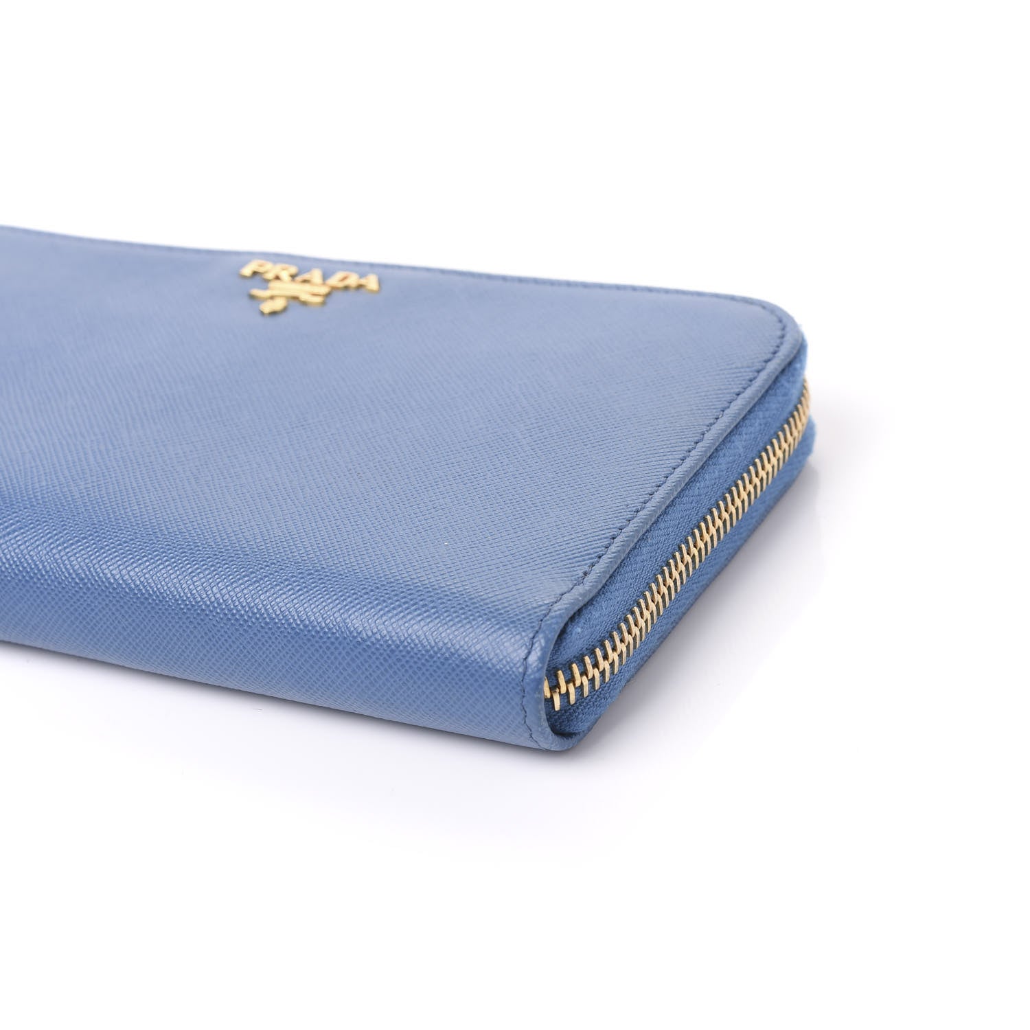 Prada Saffiano Metal Zip Around Wallet Blue 8 of 8