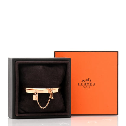 Hermes 18K Rose Gold PM Kelly Clochette Double Cuff Bracelet SH 4 of 4