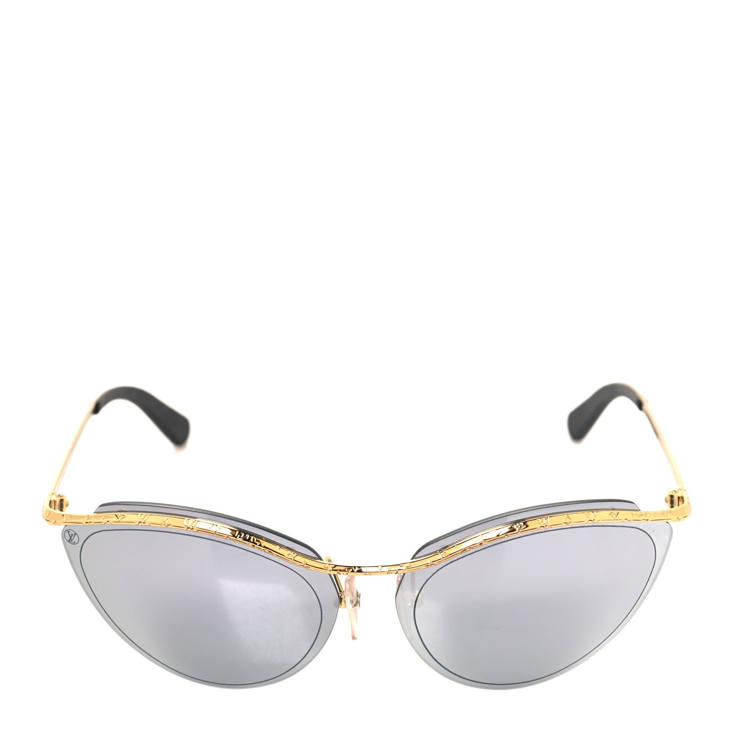 Louis Vuitton Metal LV Mirrored Cat Eye Sunglasses Z1039E Gold 2 of 7