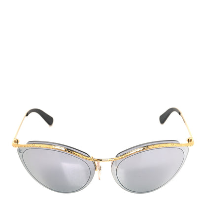 Louis Vuitton Metal LV Mirrored Cat Eye Sunglasses Z1039E Gold 2 of 7