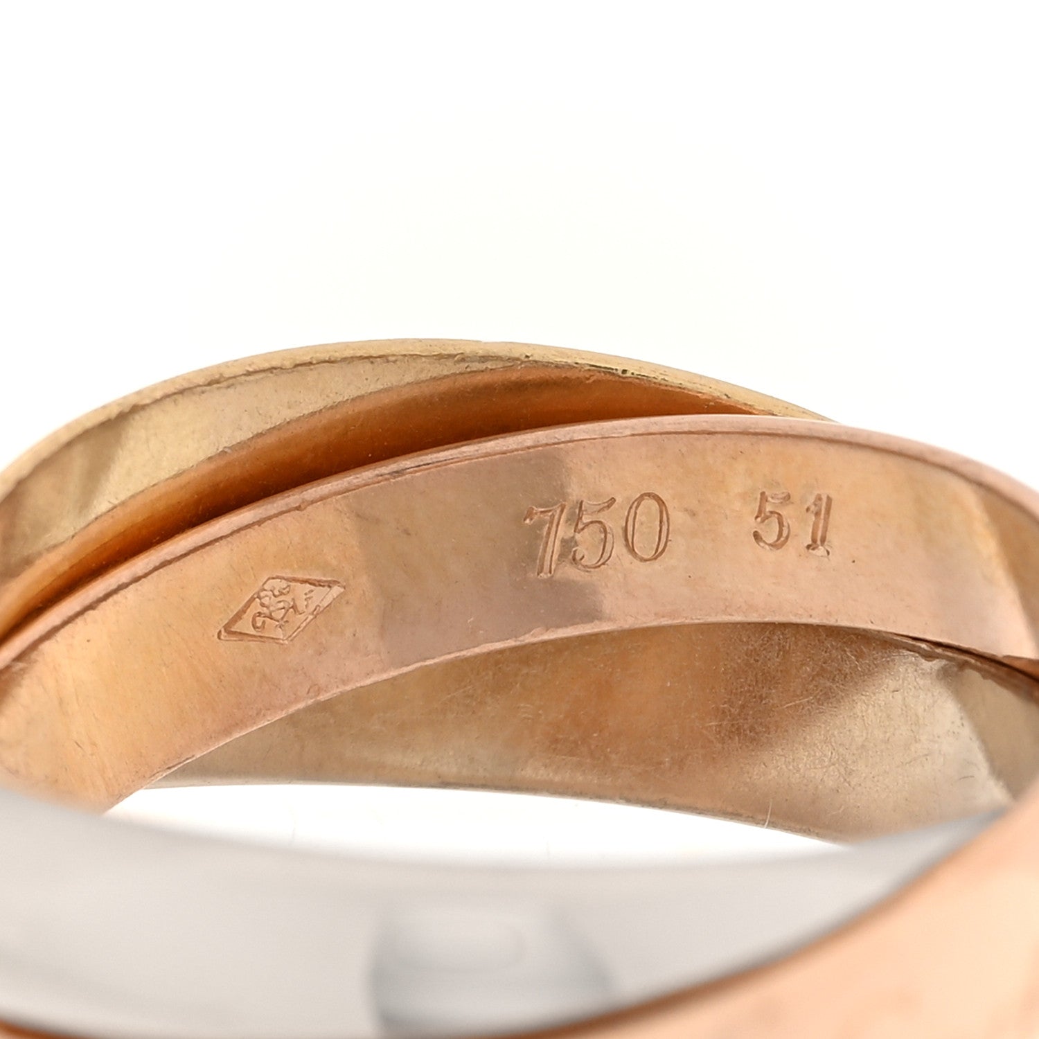 Cartier 18K Pink Yellow White Gold Classic Les Must De Cartier Trinity Ring 51 5.75 4 of 4
