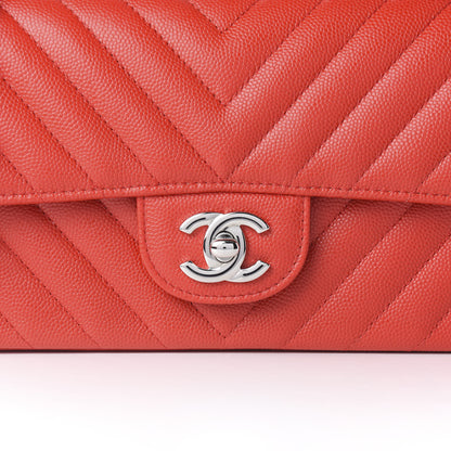 Chanel Caviar Chevron Quilted Mini Rectangular Flap Red 6 of 9