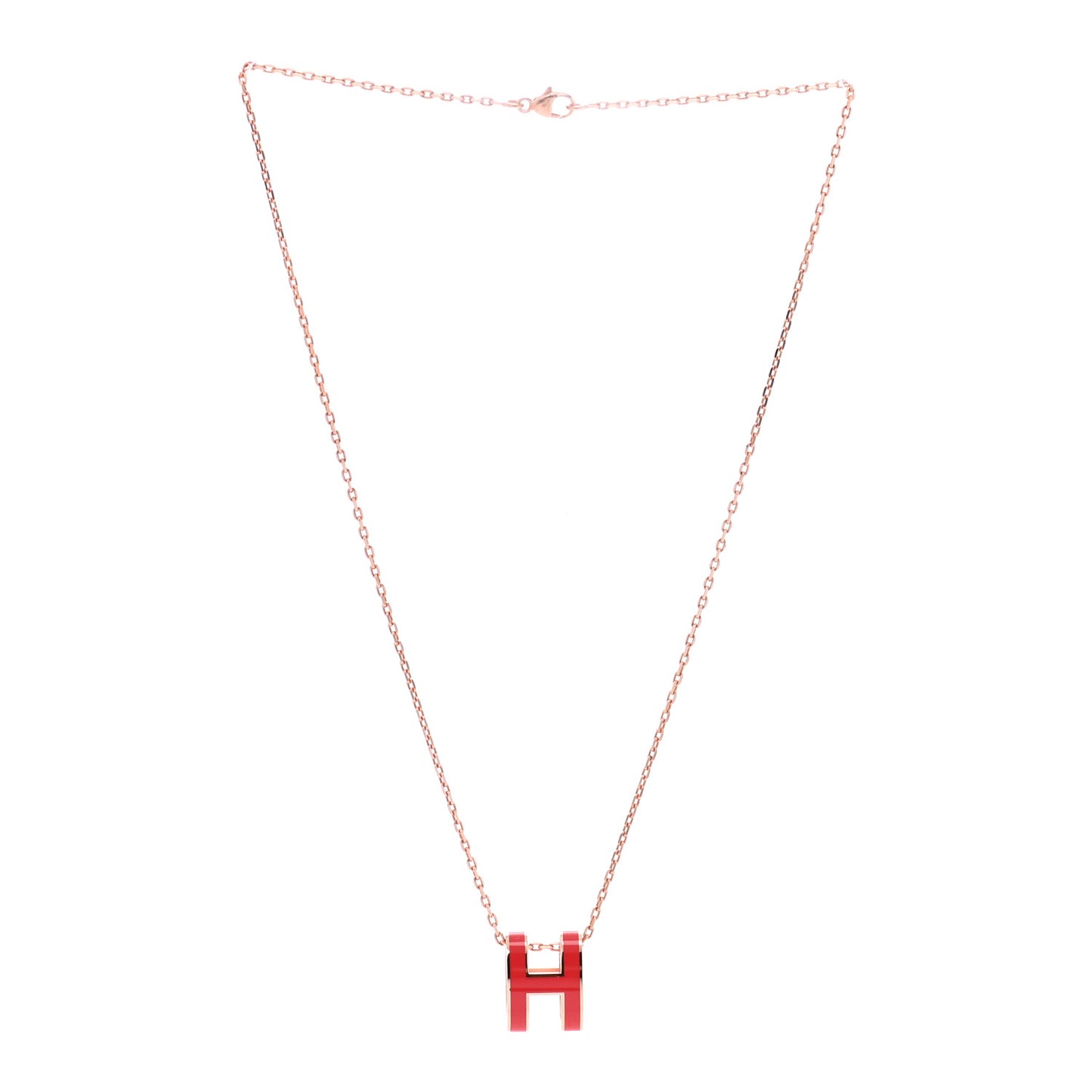 Lacquered Gold Pop H Pendant Necklace Corail