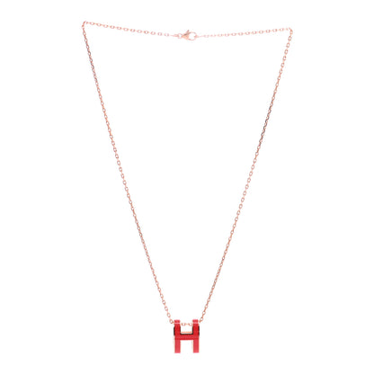Hermes Lacquered Gold Pop H Pendant Necklace Corail 3 of 6