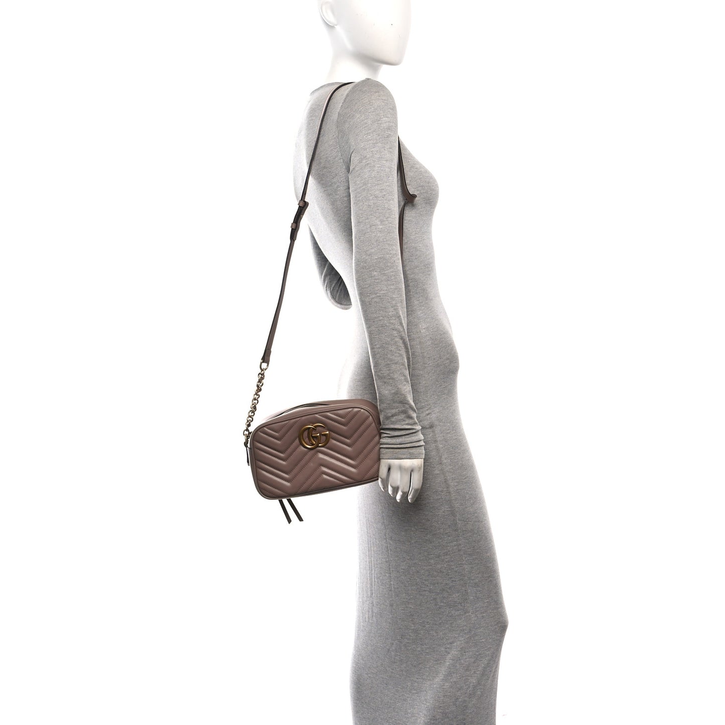 Calfskin Matelasse Small GG Marmont Chain Shoulder Bag Porcelain Rose