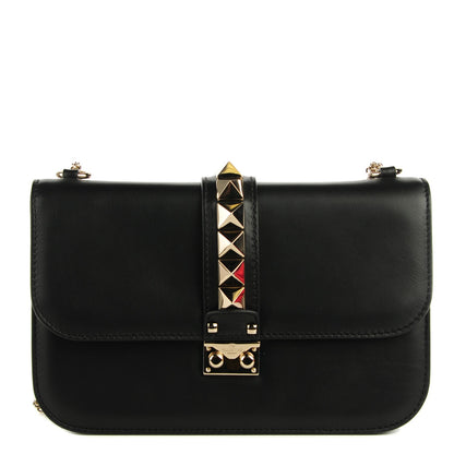 Valentino Garavani Vitello Medium Glam Lock Rockstud Flap Black 1 of 7