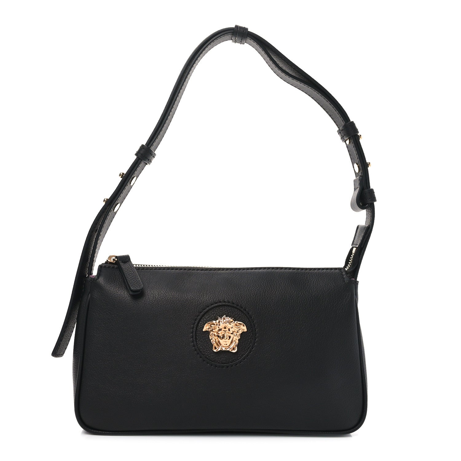Versace Grained Calfskin Medusa Shoulder Bag Black 1 of 9