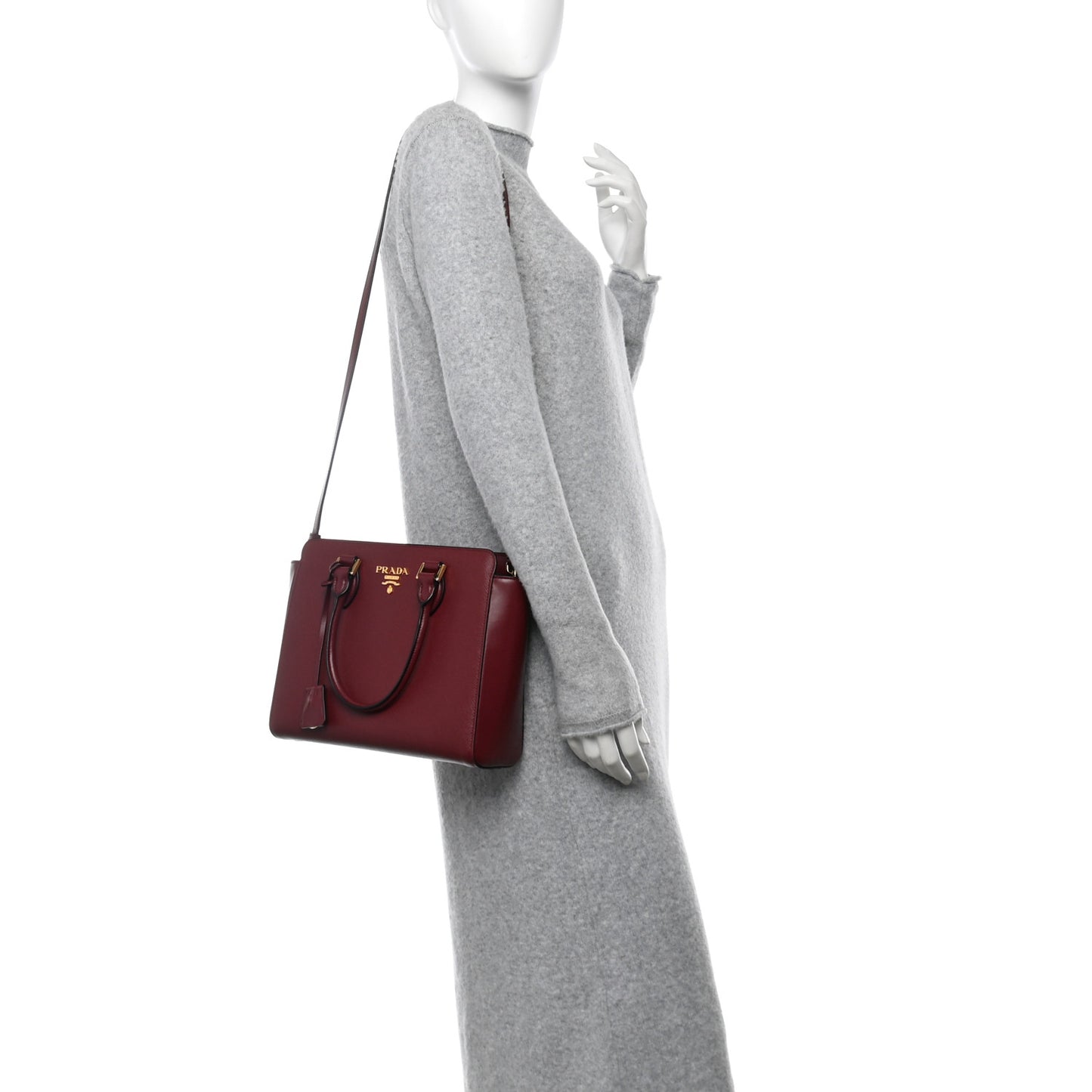 Saffiano Soft Calfskin Small Zippered Tote Cerise