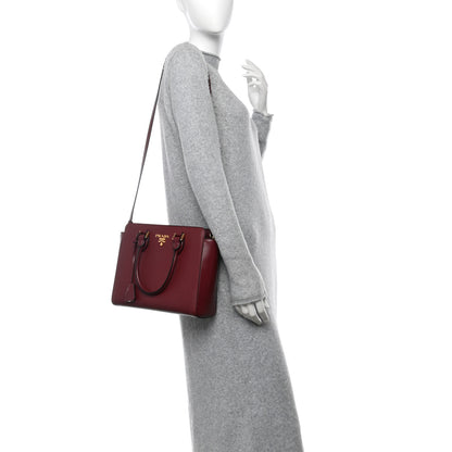 Prada Saffiano Soft Calfskin Small Zippered Tote Cerise 2 of 10