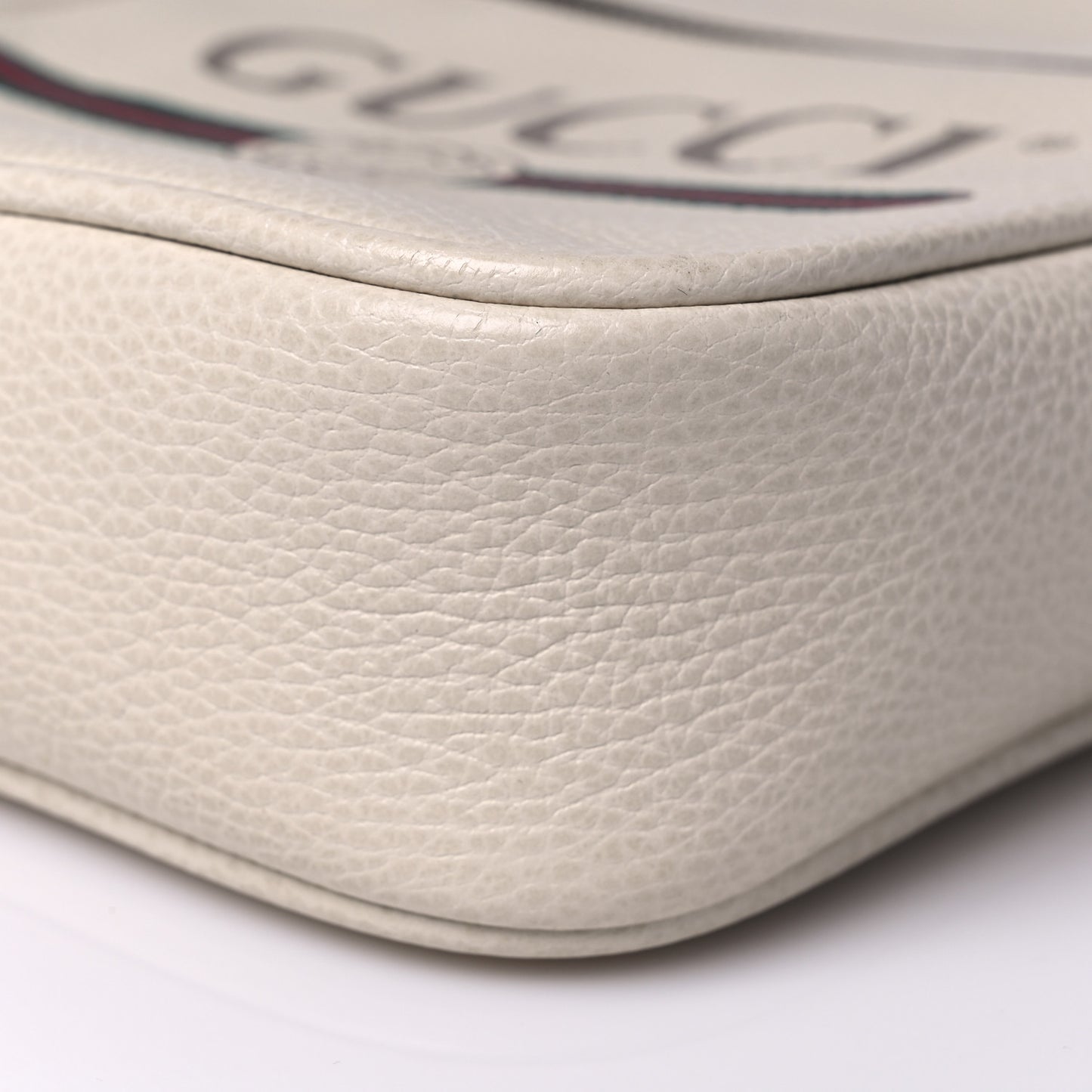 Grained Calfskin Logo Messenger Bag White