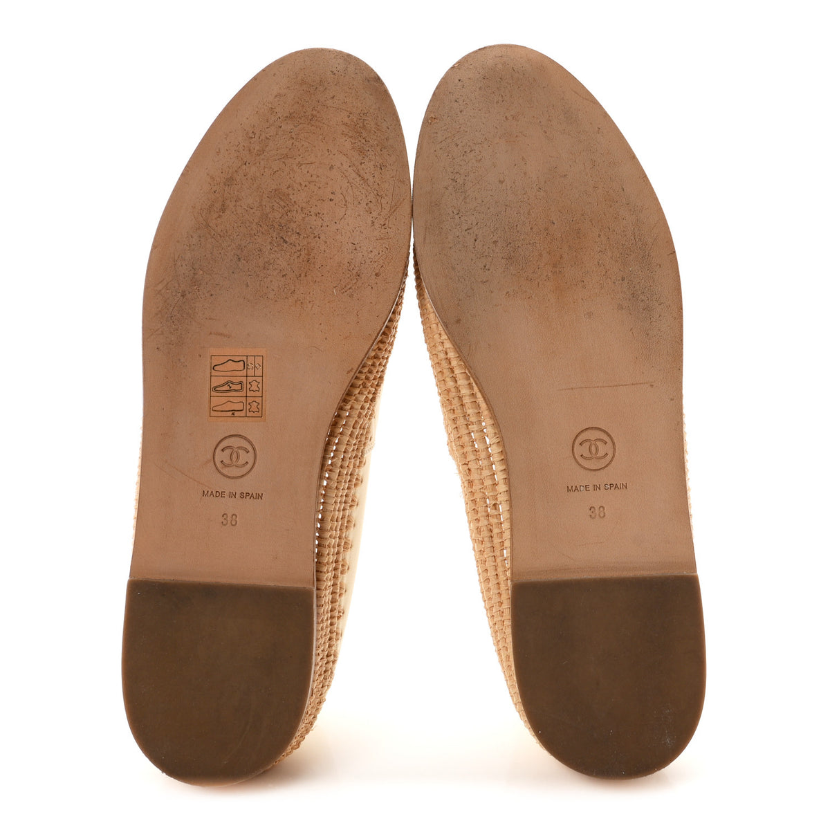 Chanel Lambskin Grosgrain CC Espadrilles 38 Beige Black 6 of 10