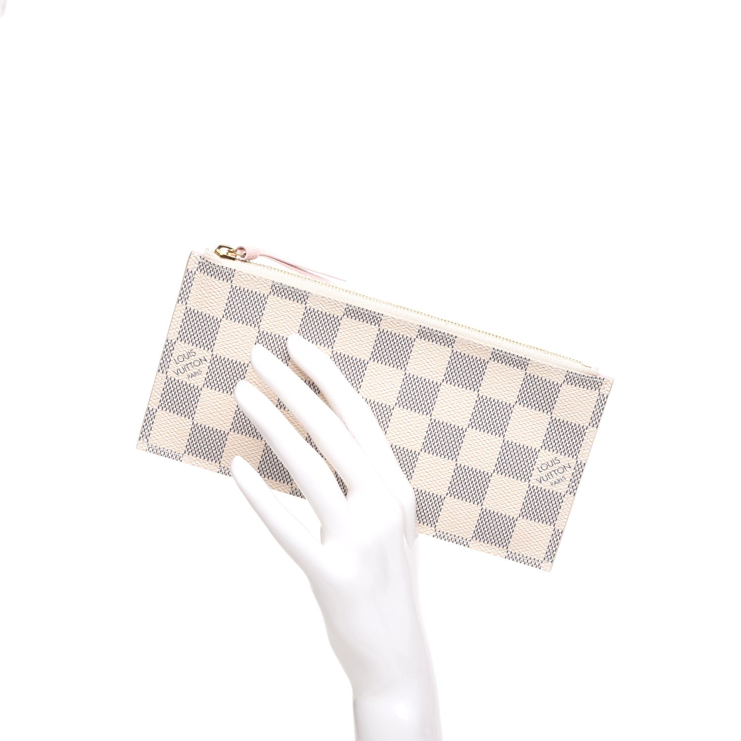 Louis Vuitton Damier Azur Felicie Chain Wallet Zippered Insert Rose Ballerine 2 of 6