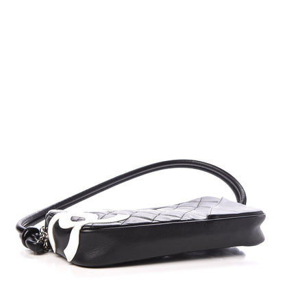Chanel Calfskin Quilted Cambon Pochette Black White 4 of 10