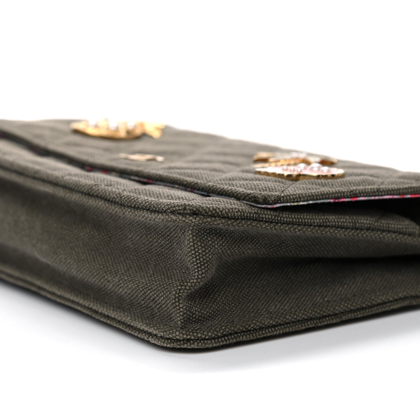 Canvas Quilted Coco Cuba Charms Wallet On Chain WOC Khaki