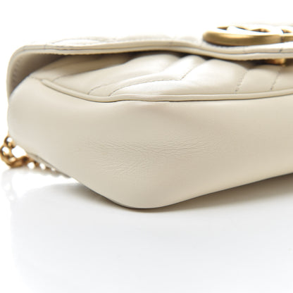 Gucci Calfskin Matelasse Super Mini GG Marmont Shoulder Bag White 9 of 16