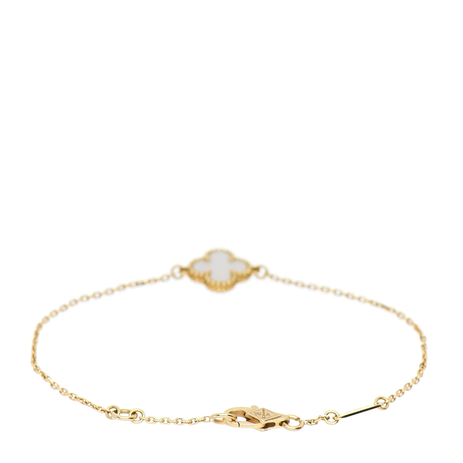 Van Cleef & Arpels 18K Yellow Gold Mother of Pearl Sweet Alhambra Bracelet 2 of 3