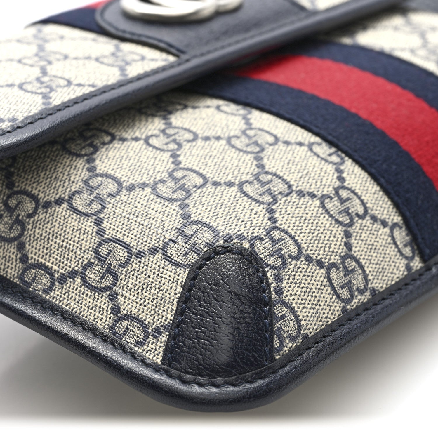 Gucci GG Supreme Monogram Web Small Ophidia Belt Bag 90 36 Beige Navy 9 of 10