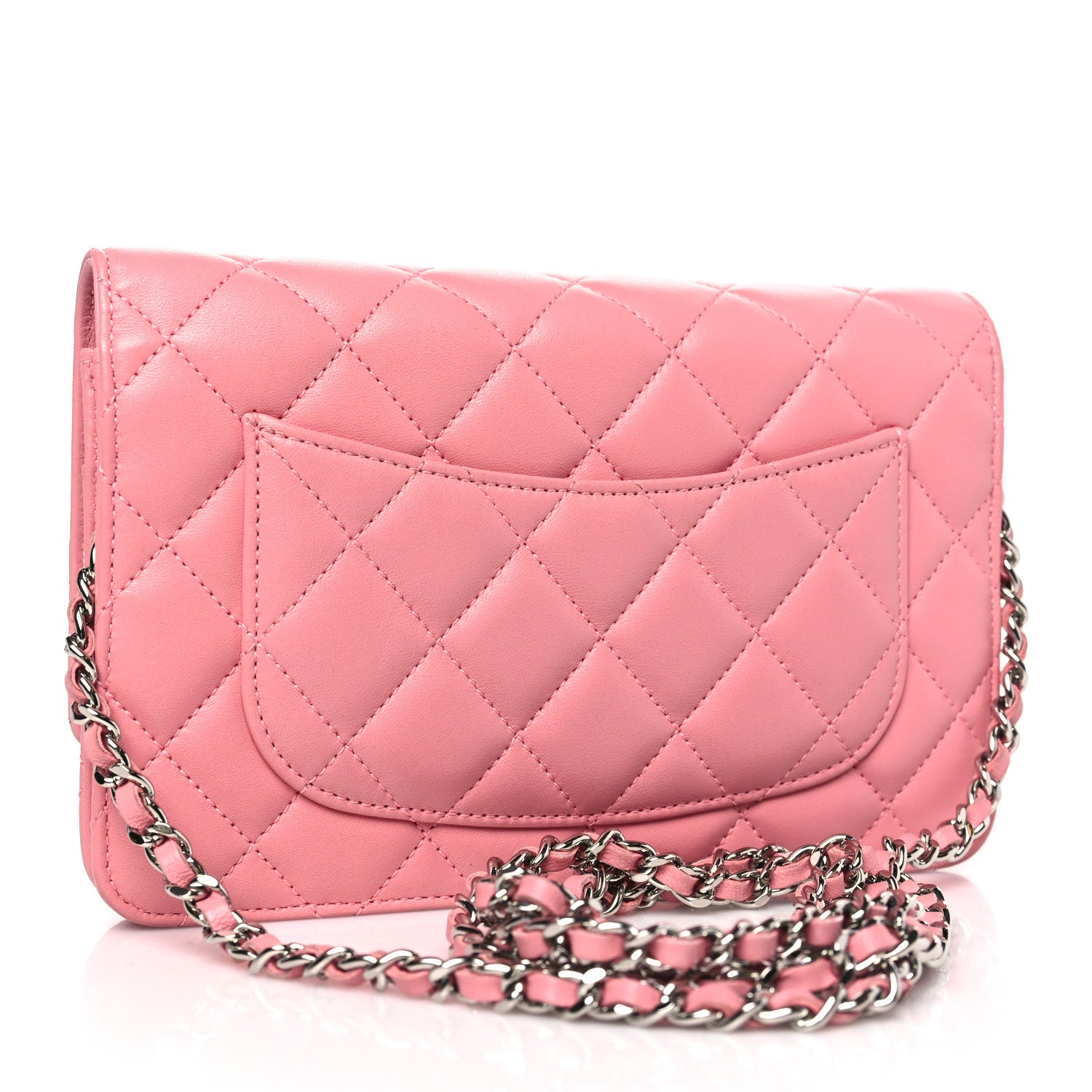 Chanel Lambskin Quilted Wallet On Chain WOC Pink 3 of 9