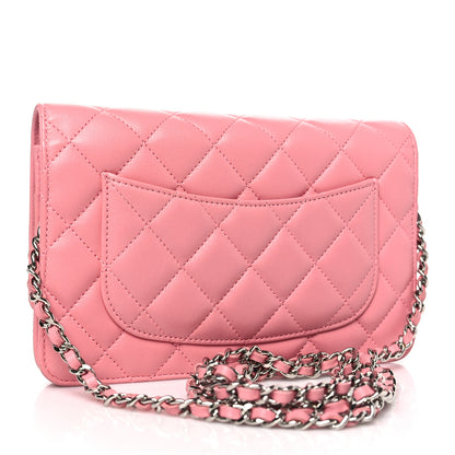 Chanel Lambskin Quilted Wallet On Chain WOC Pink 3 of 9