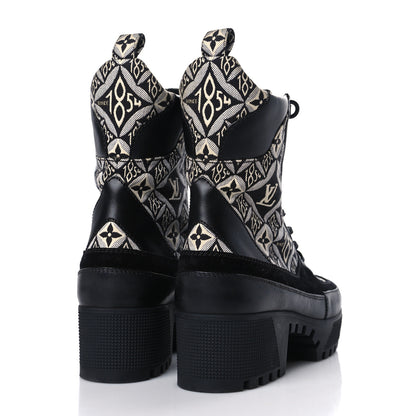 Louis Vuitton Suede Calfskin Jacquard Since 1854 Laureate Platform Desert Boots 39 Black 4 of 9