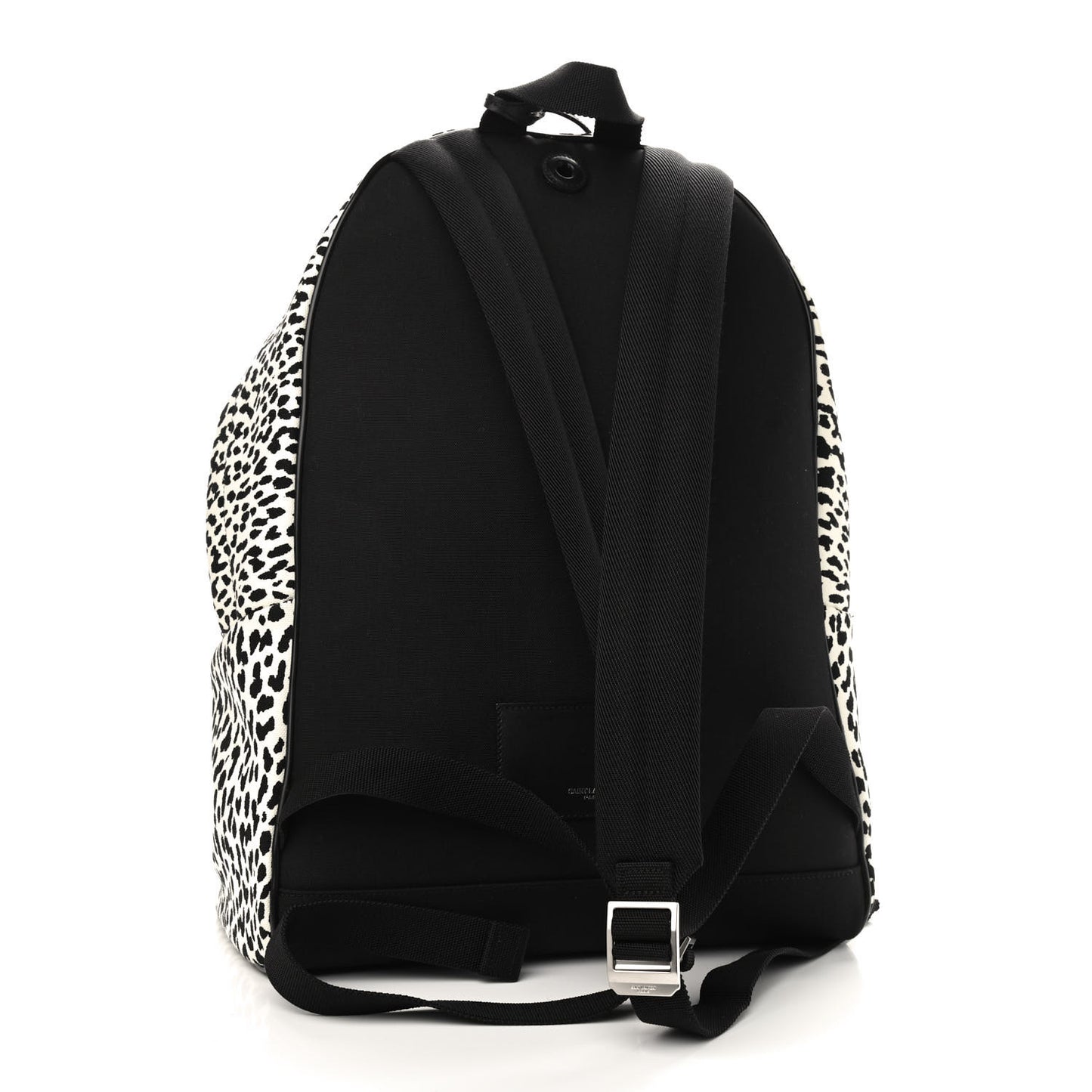 Canvas Leopard Print City Backpack Black White