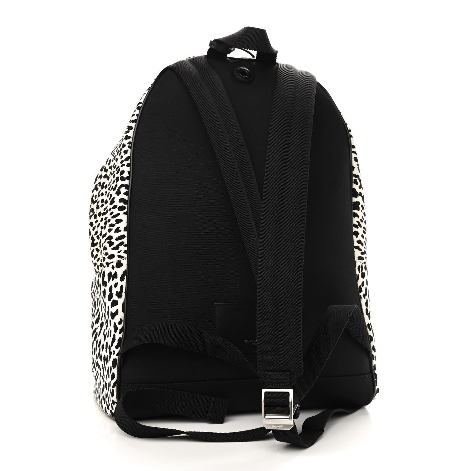 Saint Laurent Canvas Leopard Print City Backpack Black White 3 of 9