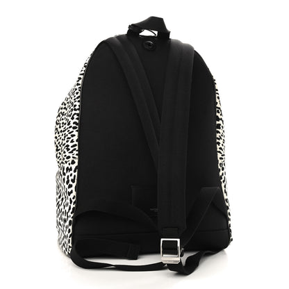 Saint Laurent Canvas Leopard Print City Backpack Black White 3 of 9