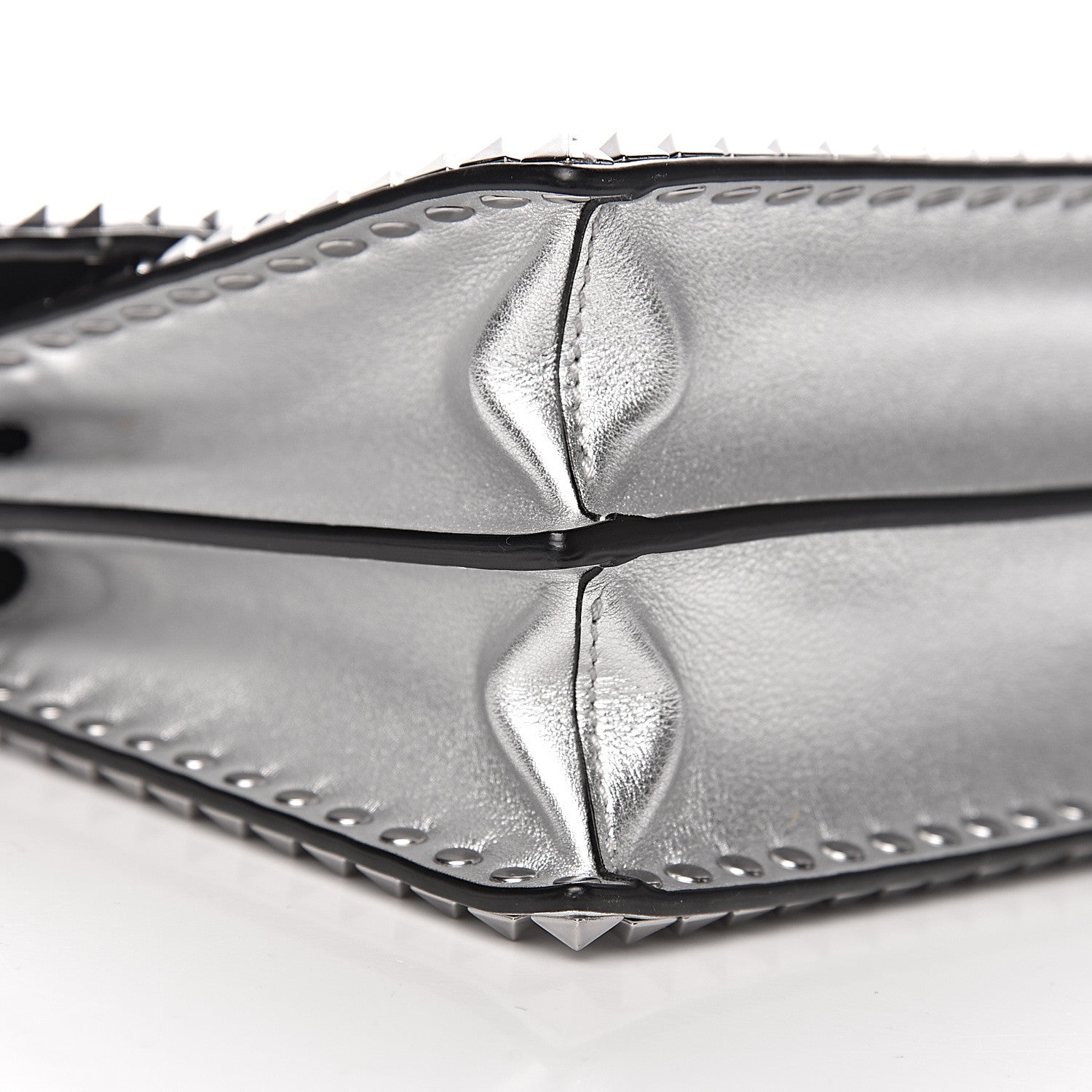 Valentino Garavani Metallic Calfskin Small Rockstud No Limit Shoulder Bag Silver 11 of 13