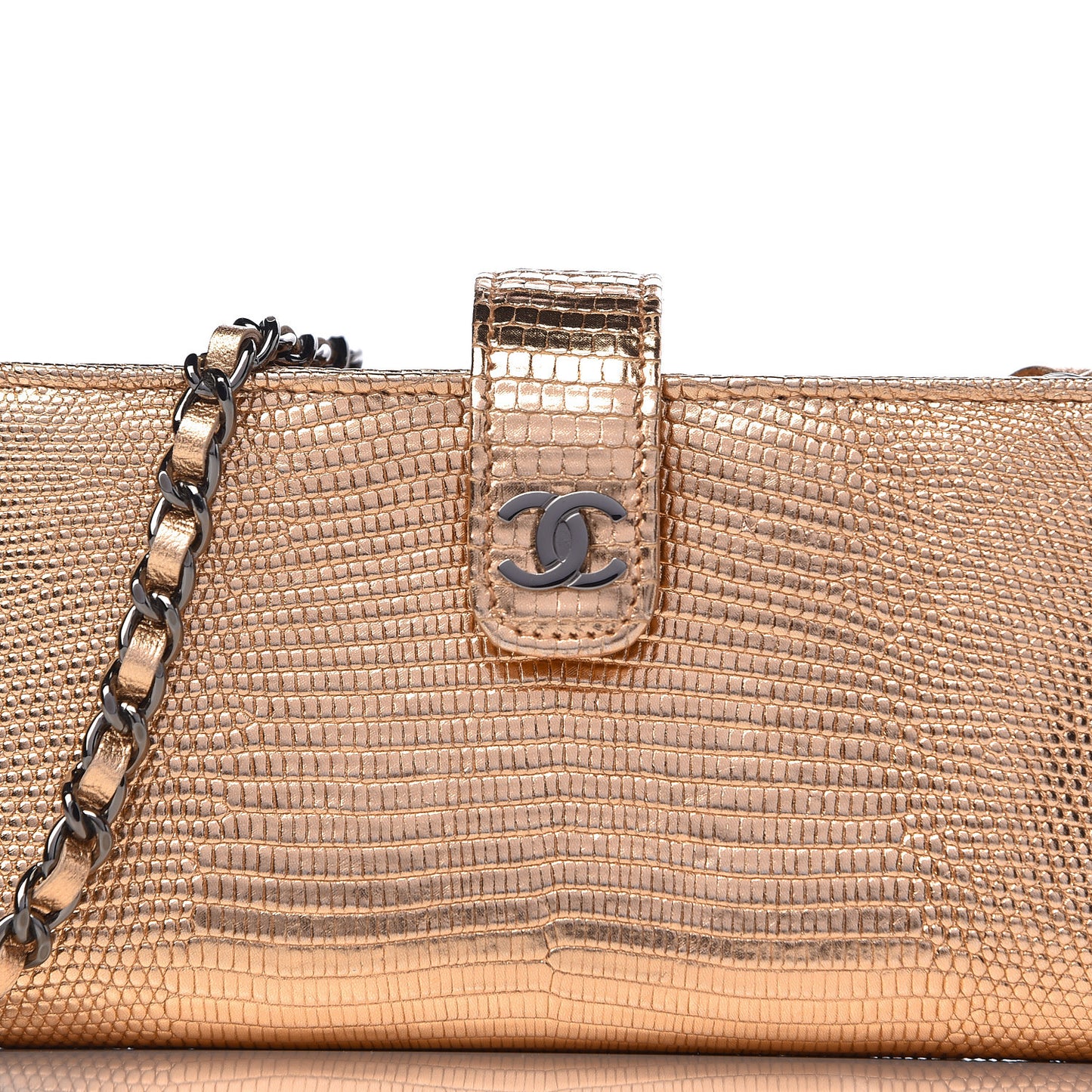 Lizard Mini Phone Holder Clutch Rose Gold