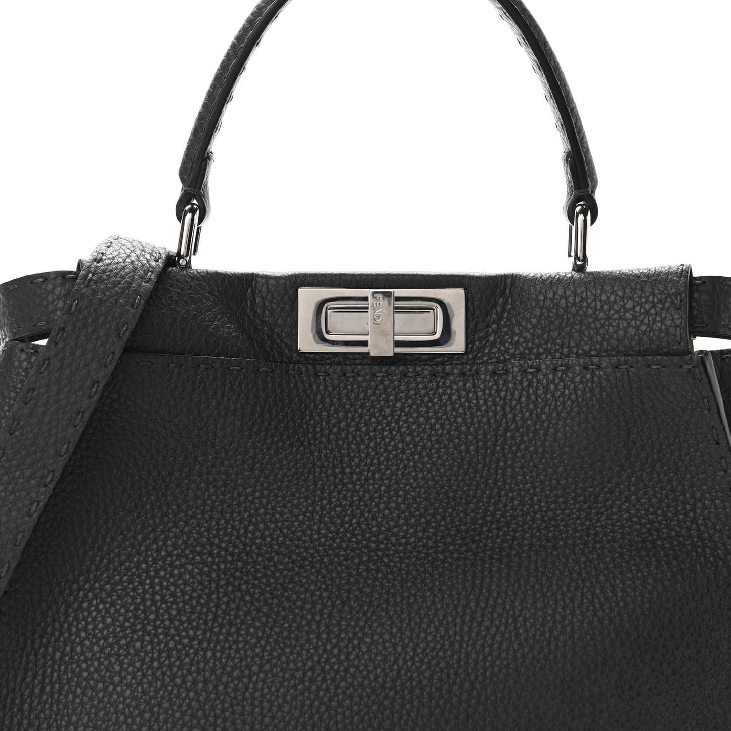 Cuoio Romano Selleria Bi-Color Medium Peekaboo Iconic Satchel Asfalto Latte