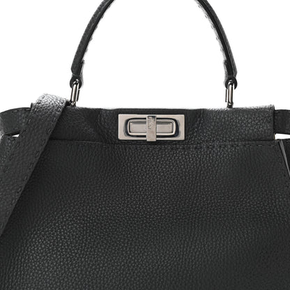 Fendi Cuoio Romano Selleria Bi-Color Medium Peekaboo Iconic Satchel Asfalto Latte 7 of 9