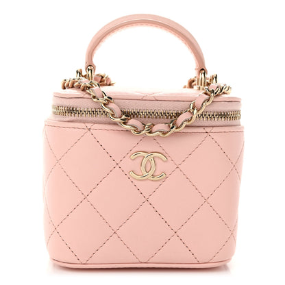 Chanel Lambskin Quilted Mini Top Handle Vanity Case With Chain Light Pink 1 of 12