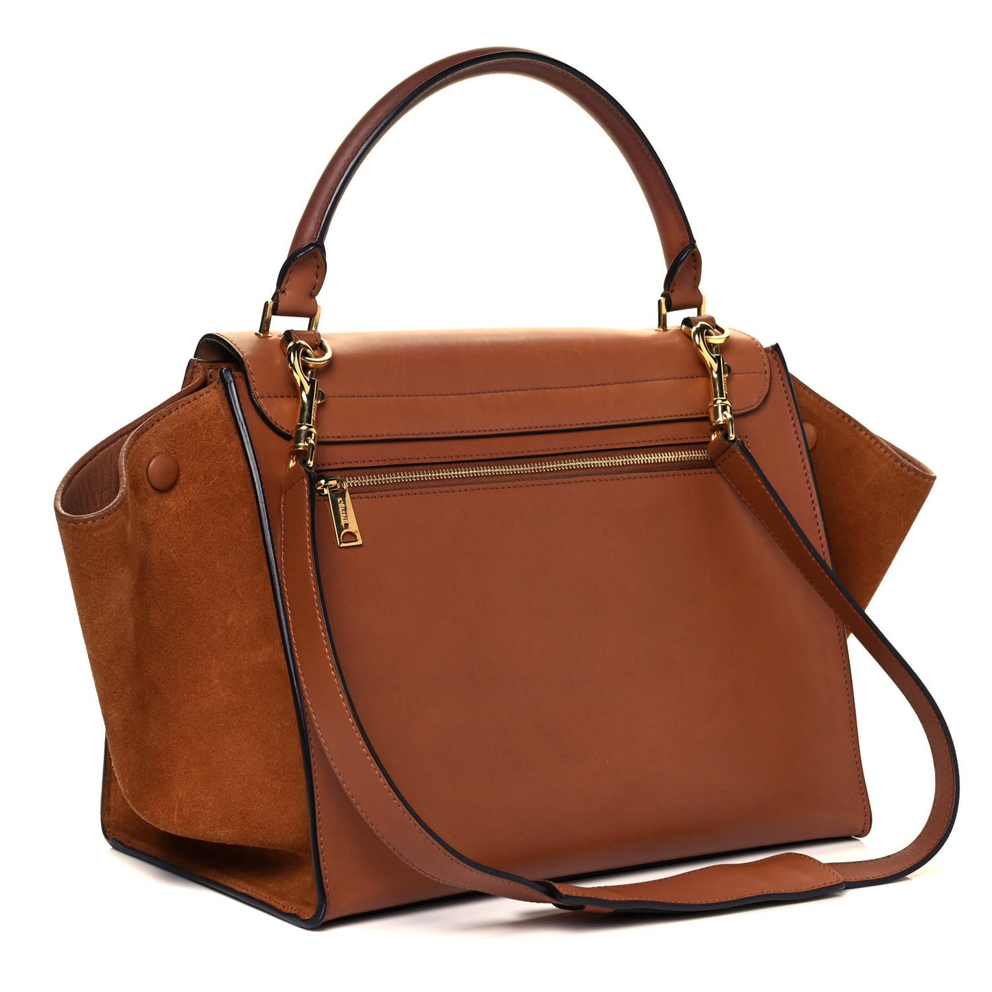 Smooth Calfskin Suede Medium Trapeze Tan