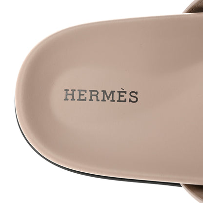 Hermes Calfskin Womens Chypre Sandals 37.5 Beige Mastic 7 of 9