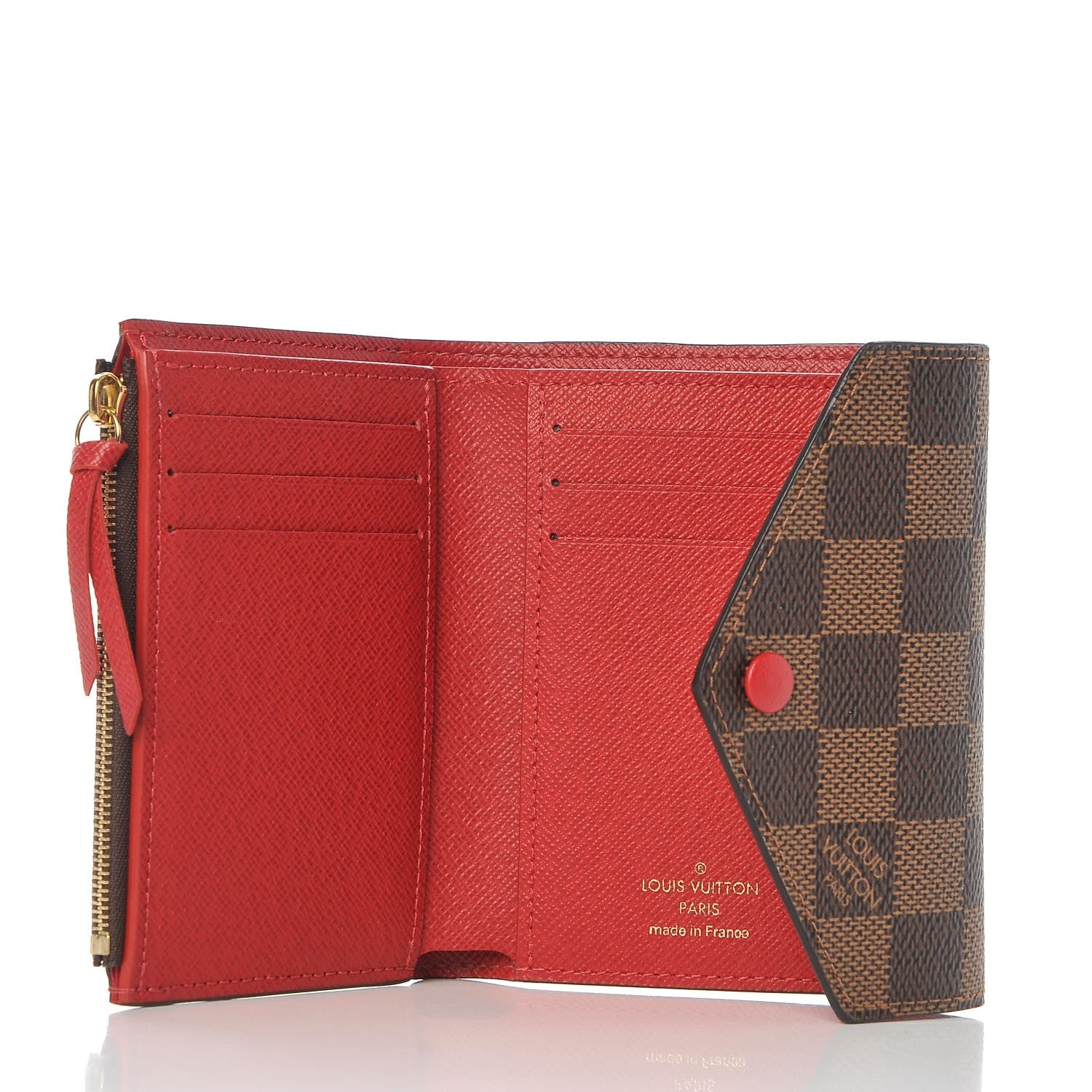 Louis Vuitton Damier Ebene Victorine Wallet Red 5 of 7
